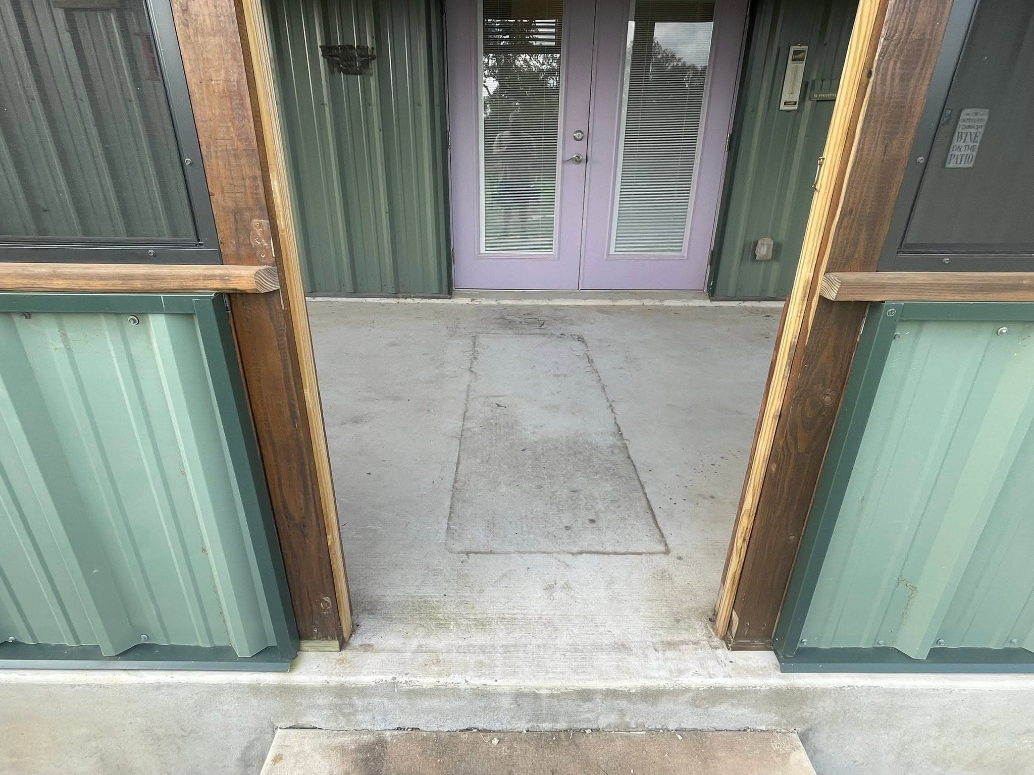 The bare breezeway before coating