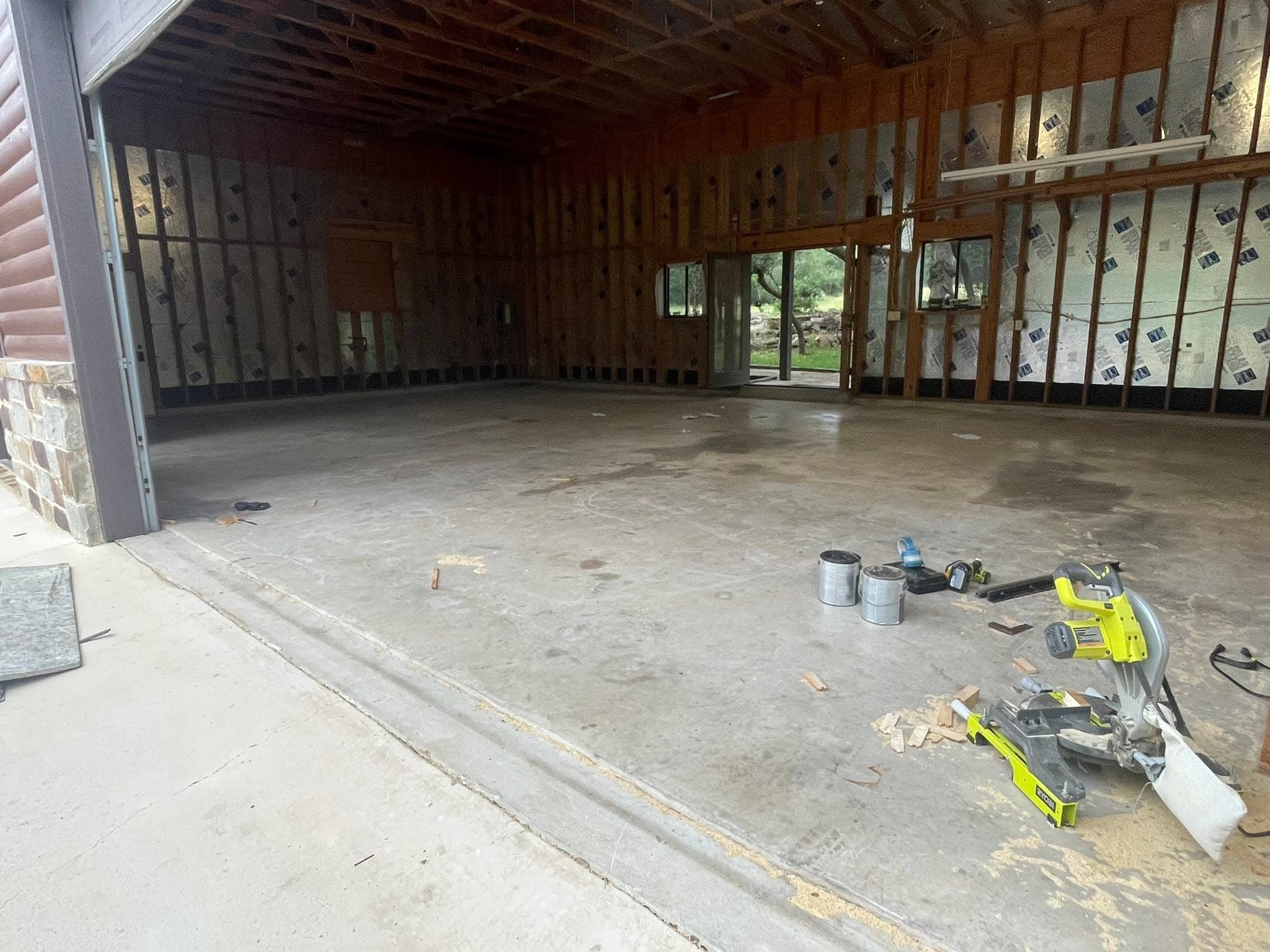 The bare shop floor before coating