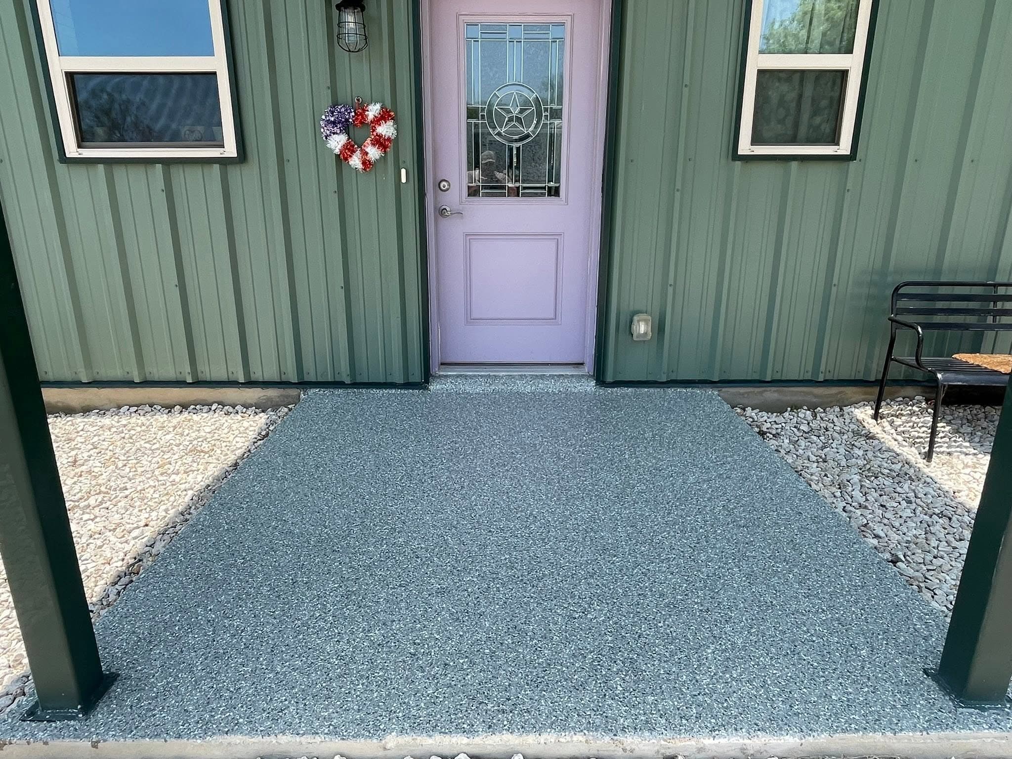 The same front porch finished in flake